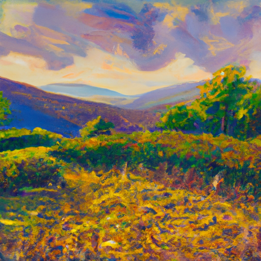 An impressionist landscape painting capturing the vibrant colors and light of a natural setting.