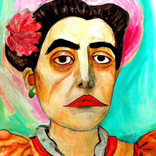 Self-portrait of Frida Kahlo, reflecting her surreal and introspective style